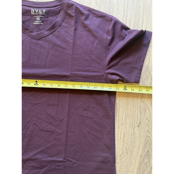 BYLT Premium Basics Signature Drop-Cut V Neck Short Sleeve Shirt Maroon Size XL - Picture 6 of 8
